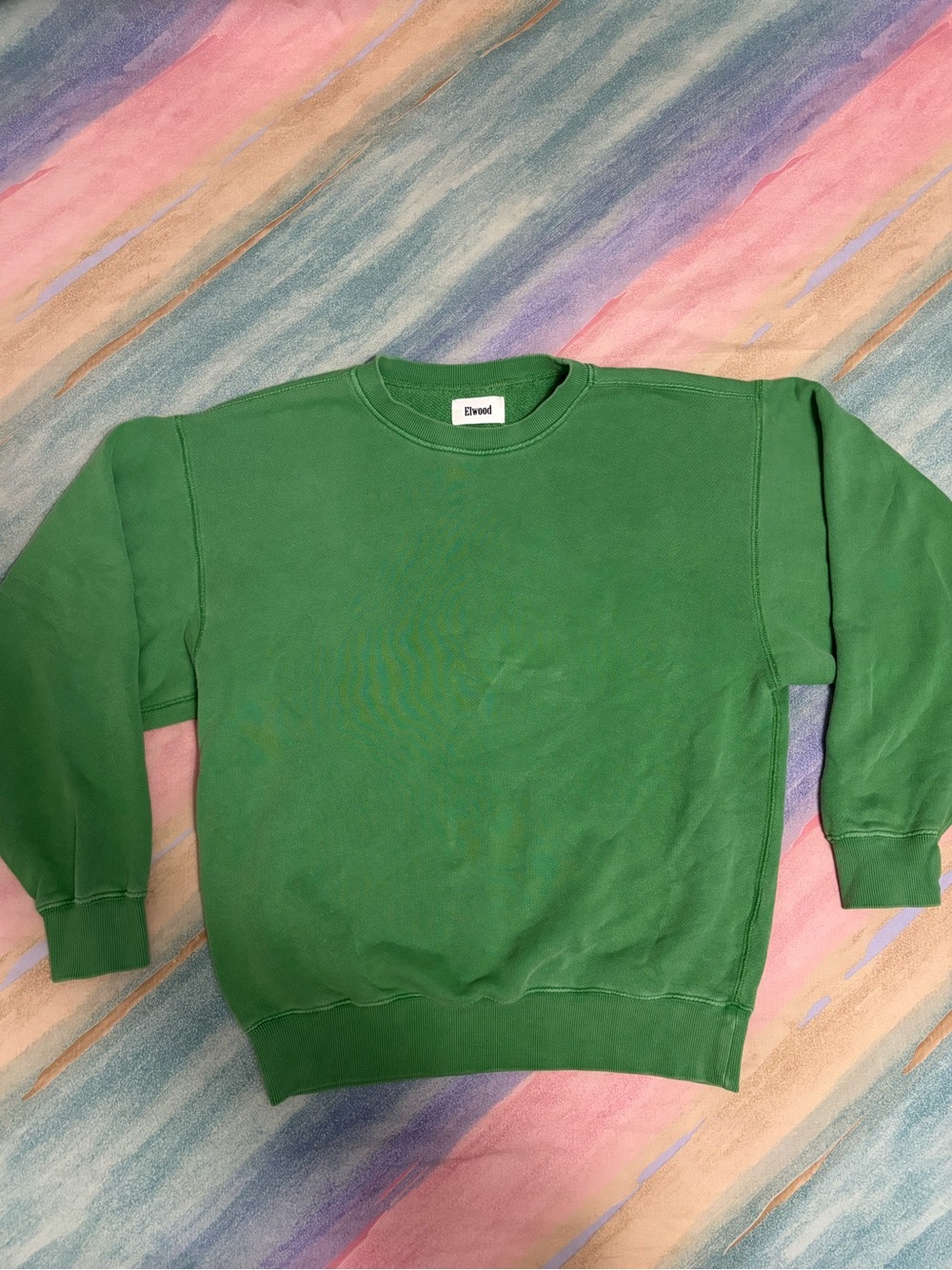 Elwood Sweatshirt size XS Green Crew Neck Pullover Organic Cotton Oversized